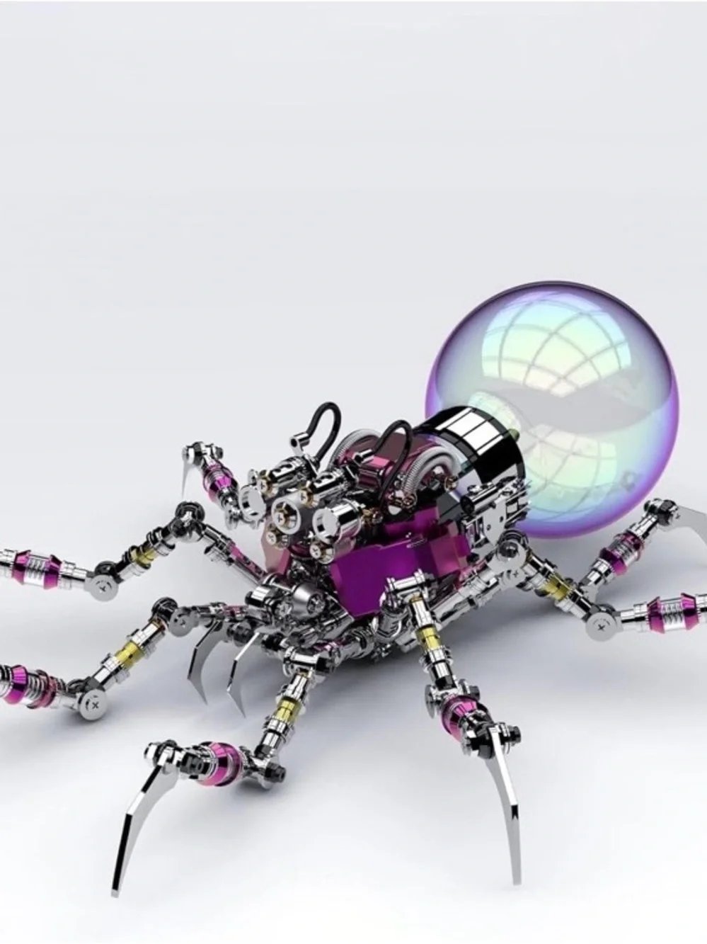 NEW Cyberpunk Metal Spider 3D Puzzle, DIY Sci-Fi Model with Color-Changing Eyes